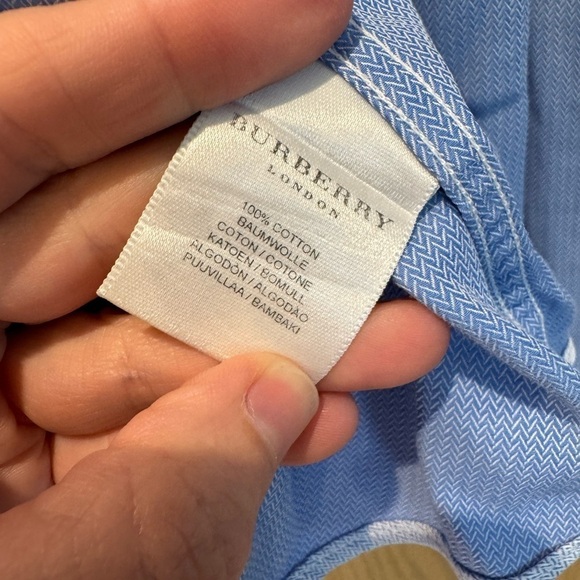 Burberry Men's Cotton Button Down with Plaid Cuffs and Neck Lining / 17 R - Picture 3 of 11